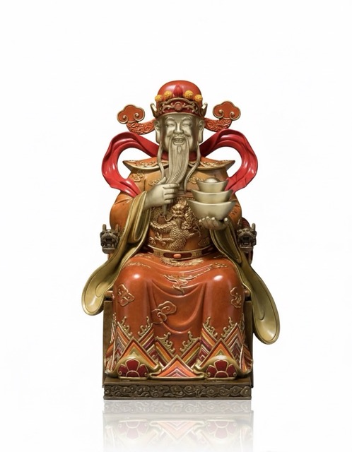 铜雕坐享财源财神佛像铜像家居公司寓意迎财摆件