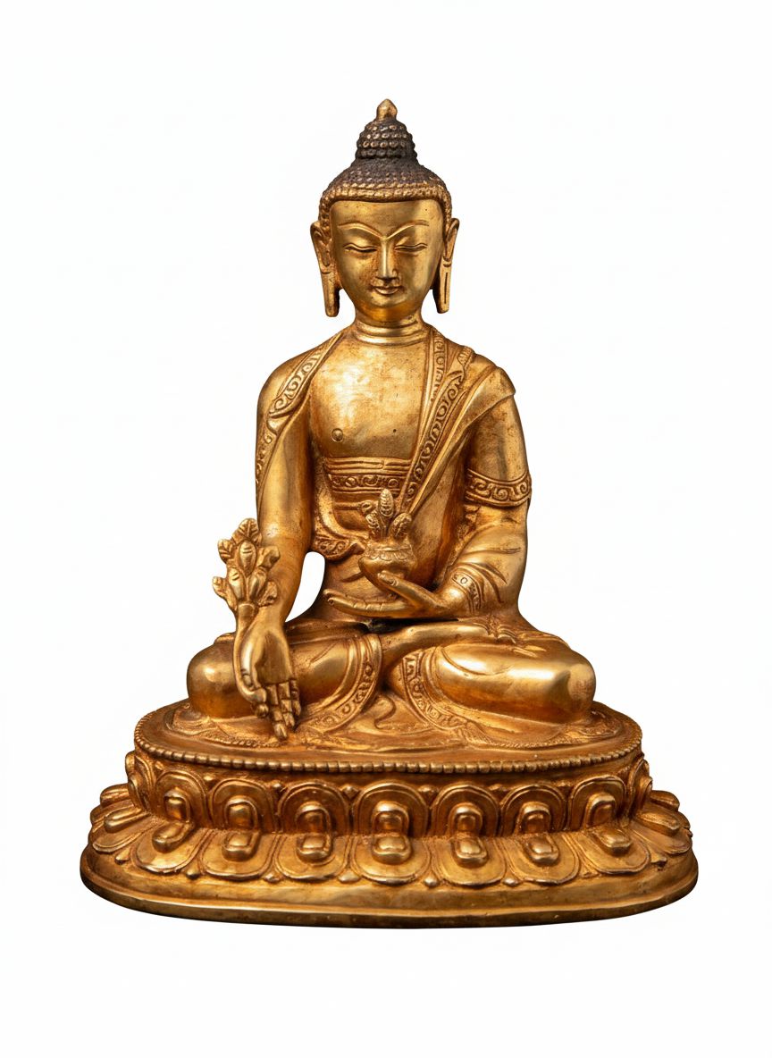 黄铜尼泊尔古铜药师佛像