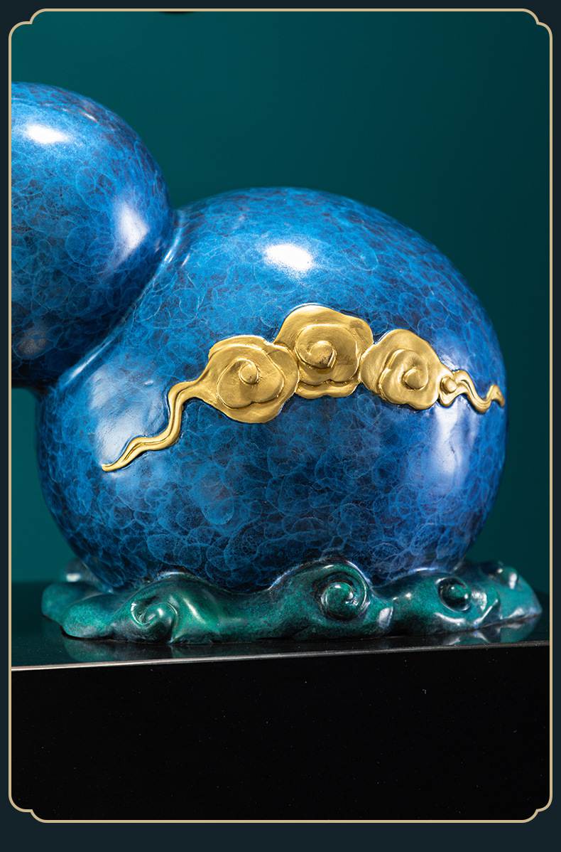 黄铜彩铜雕刻葫芦摆件