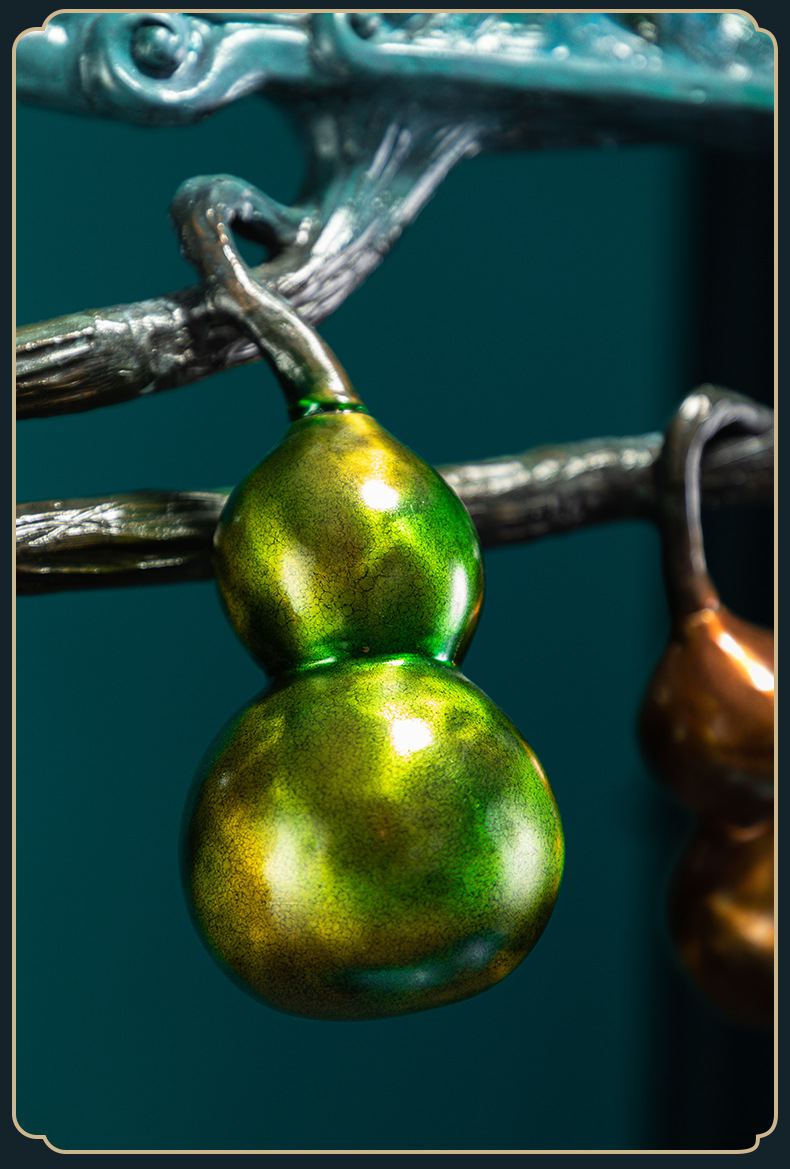 黄铜彩铜雕刻葫芦摆件