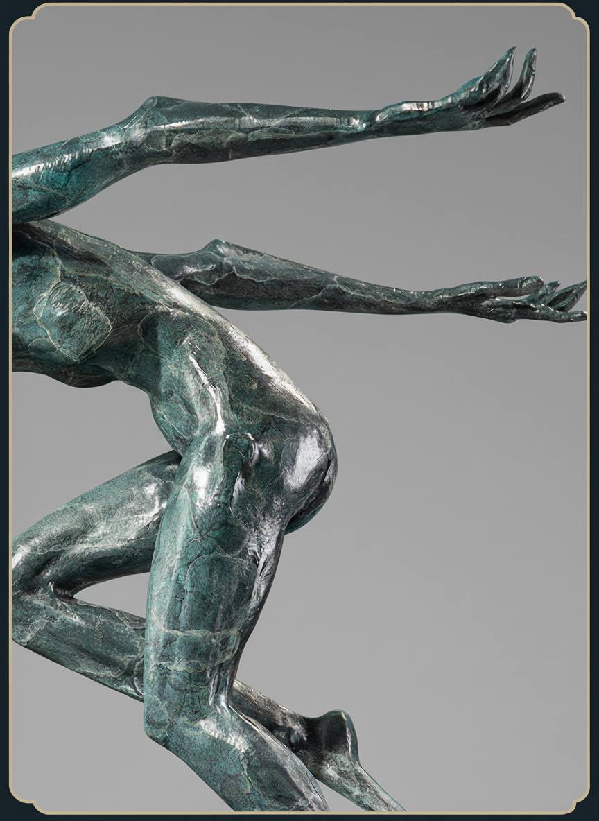 冲刺人物铜雕工艺摆件