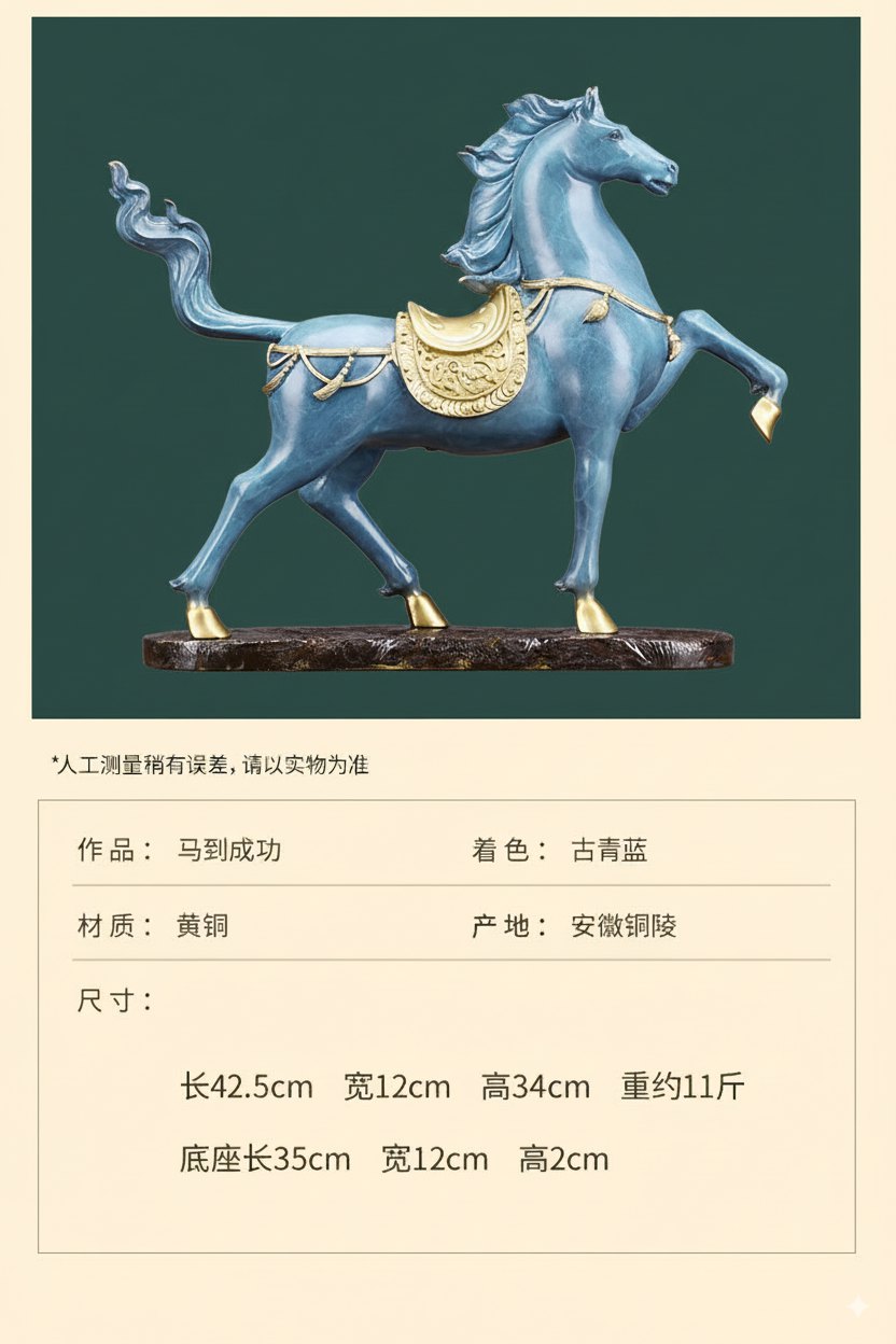 彩铜马到成功装饰品