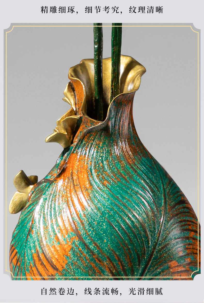 荷花创意黄铜摆件