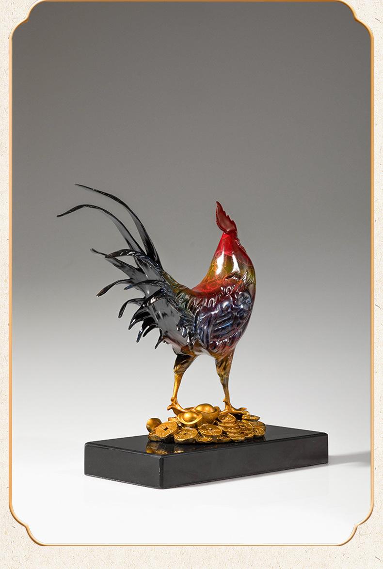 黄铜大公鸡铜雕摆件