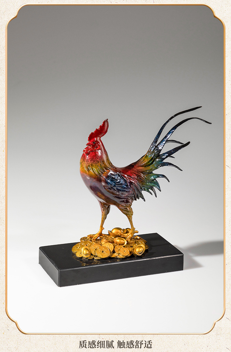 黄铜大公鸡铜雕摆件