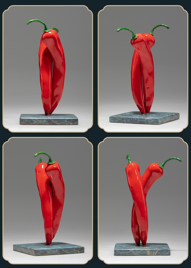 红红火火辣椒黄铜摆件