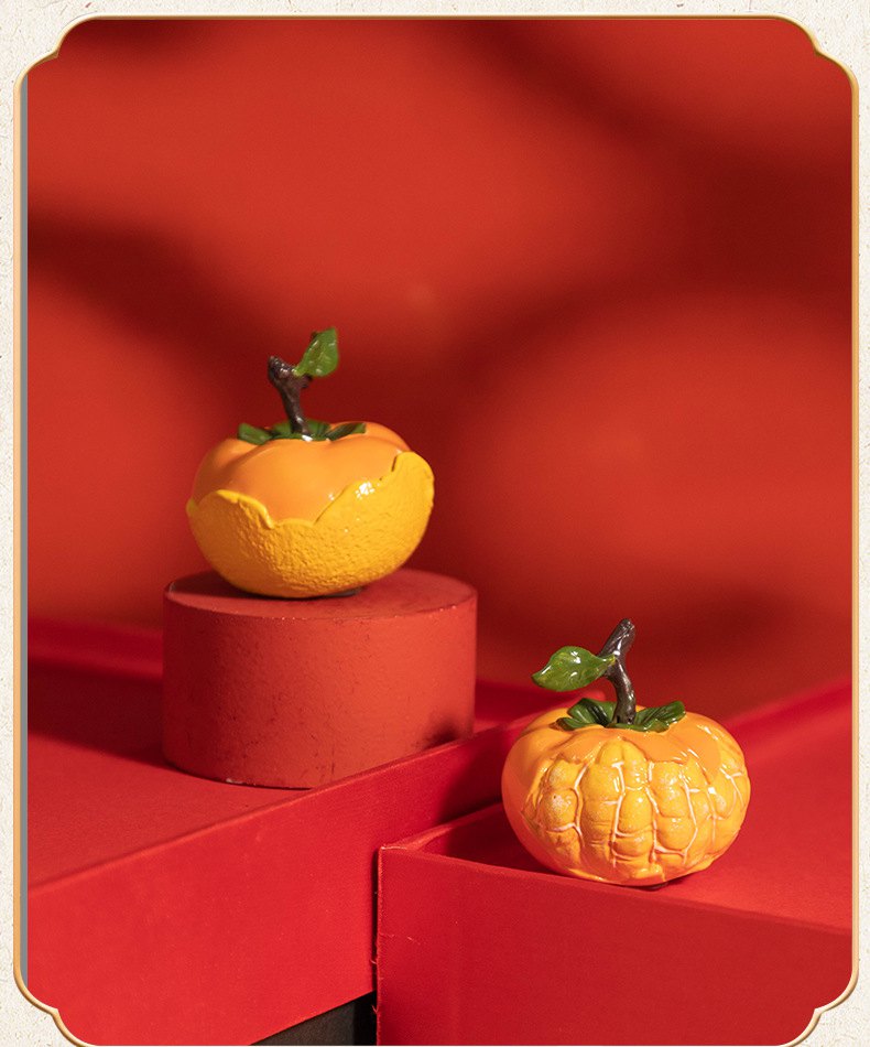 心想事成柿橙子彩铜摆件