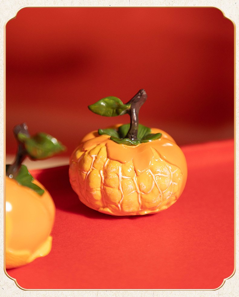 心想事成柿橙子彩铜摆件