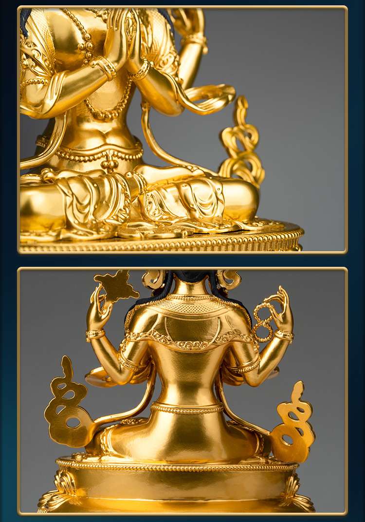 四壁观音菩萨纯铜小佛像摆件