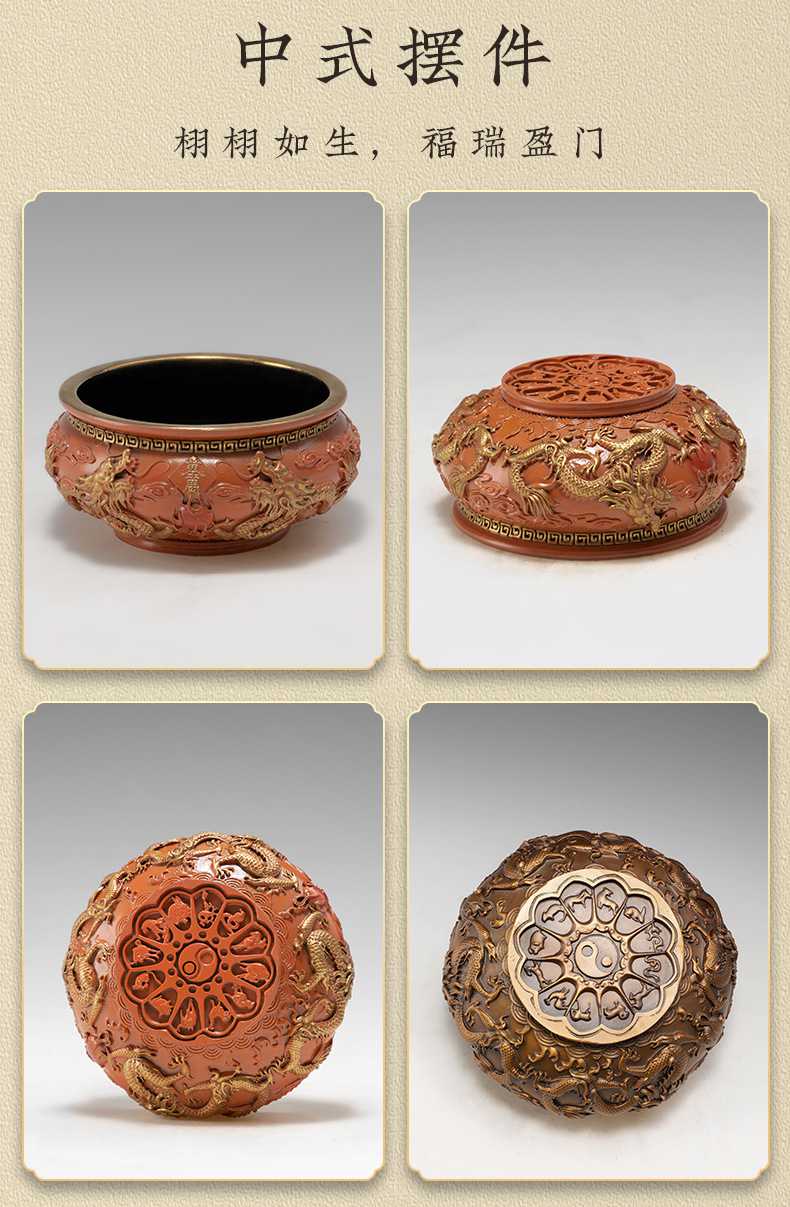 四龙聚宝盆彩铜艺术摆件