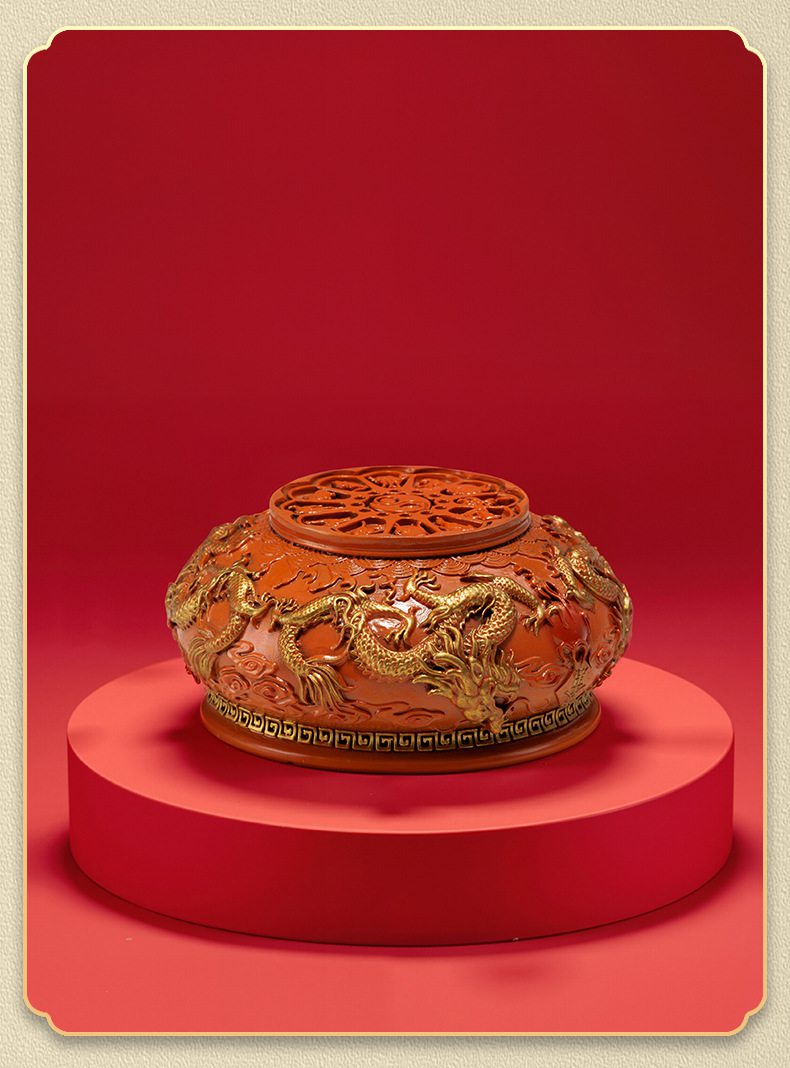 四龙聚宝盆彩铜艺术摆件