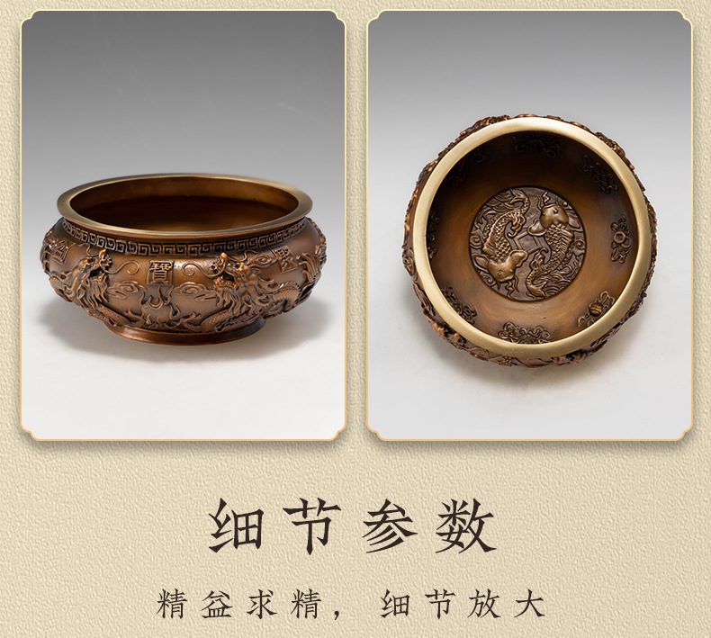 四龙聚宝盆彩铜艺术摆件