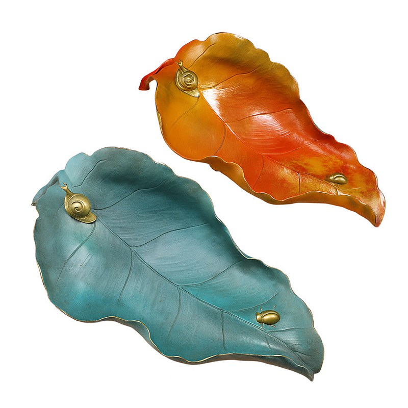 树叶黄铜摆件仿真叶子彩铜器